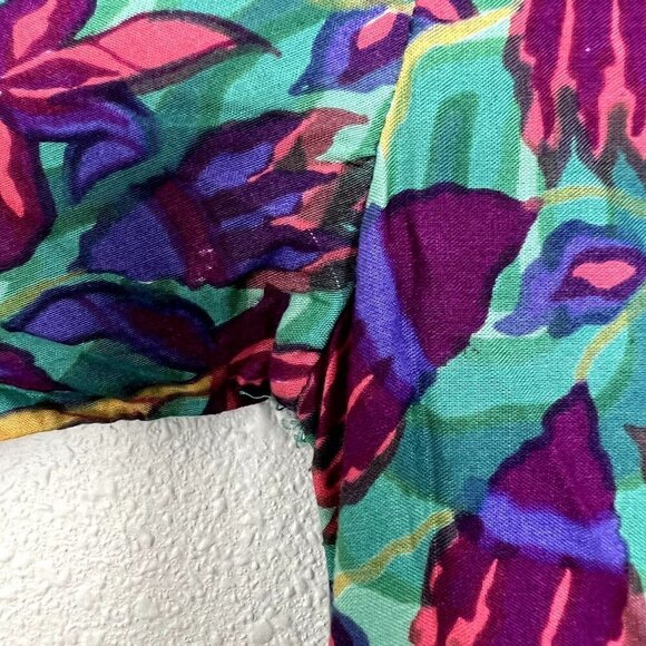 Rainbow Jo Hawaii Womens Small Floral Palm Short Sleeve Maxi Rayon Dress FLAWS - Picture 10 of 14